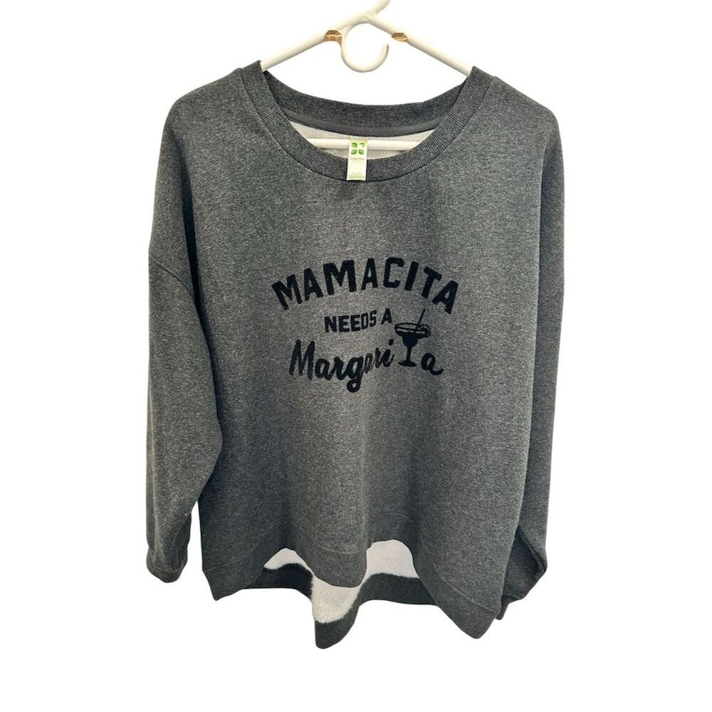 Green Tea Women's XL Gray "Mamacita Needs A Margarita" Sweatshirt